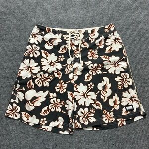 Rip Curl Mens Board Shorts W37" Black White Floral Print‎ Pull On Swim Trunks